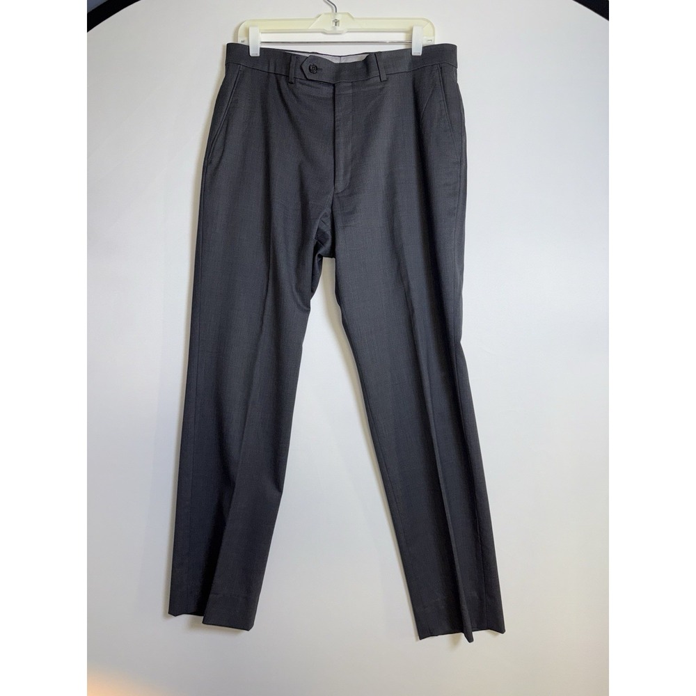 Hart Schaffner Marx Men 34R Dress Pants Gray Wool Blend Pleated Front